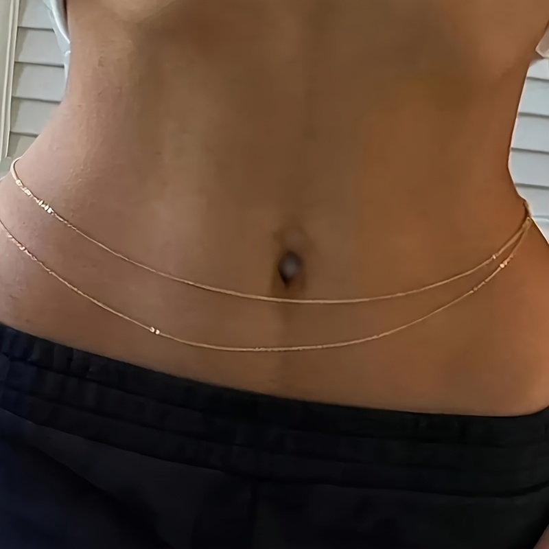 Body Jewelry For You - 1중층 금속 허리 체인 벨트 -