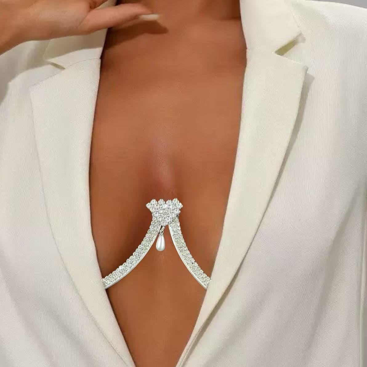여성용 가슴 지지형 진주 펜던트, 하트 모양 브라 목걸 - Body Jewelry Necklace 리뷰 및 가격