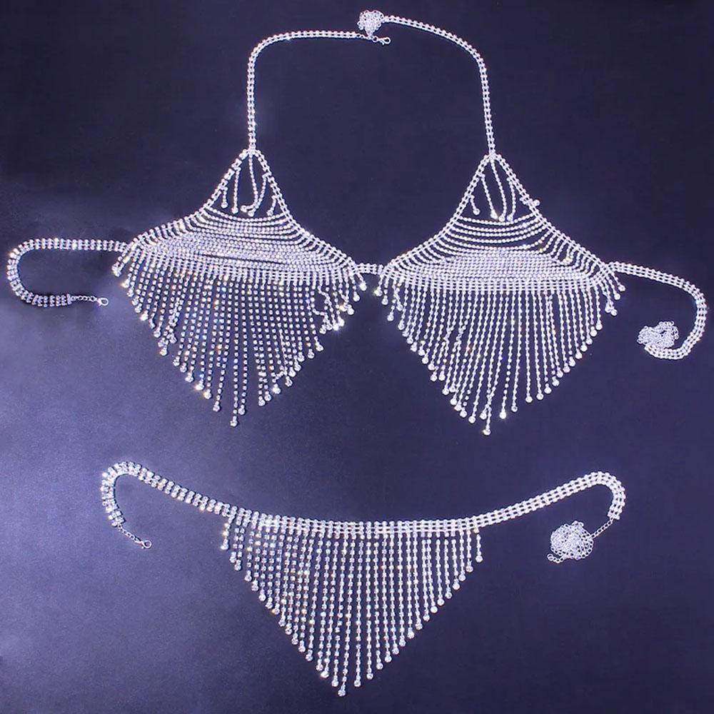 블링 라인석 술 바디 체인 브라 하네스 란제리, 조정  - Body Jewelry Retainers 리뷰 및 가격