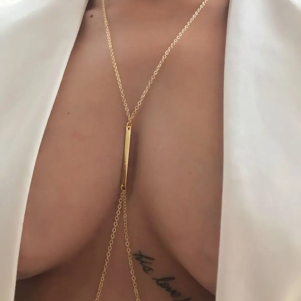 여성용 섹시한 금속 가슴 체인 하네스 비키니 바디 액세 - Body Jewelry Necklace 리뷰 및 가격