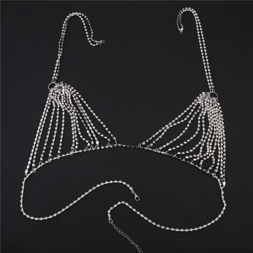 여성용 섹시한 샤이니 크리스탈 라인스톤 브라, 비키니  - Body Jewelry Necklace 리뷰 및 가격