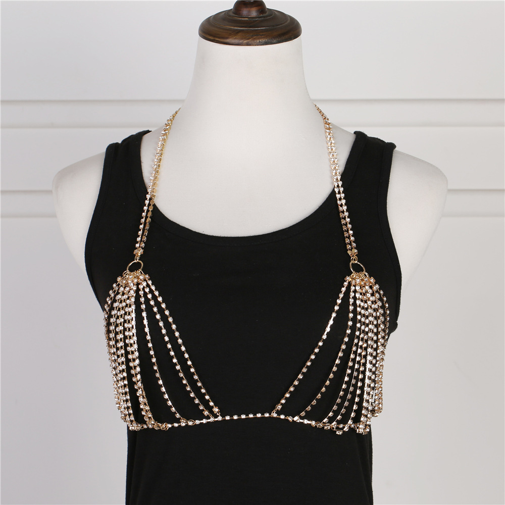 여성용 섹시한 샤이니 크리스탈 라인스톤 브라, 비키니  - Body Jewelry Necklace 리뷰 및 가격